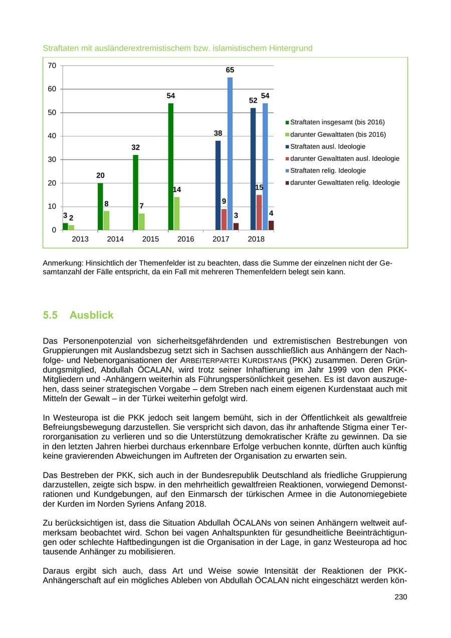 Seite 223 des Verfassungsschutzbericht 2018 Sachsen