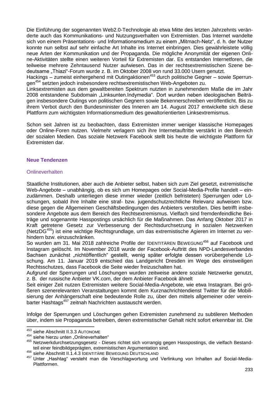 Seite 226 des Verfassungsschutzbericht 2018 Sachsen