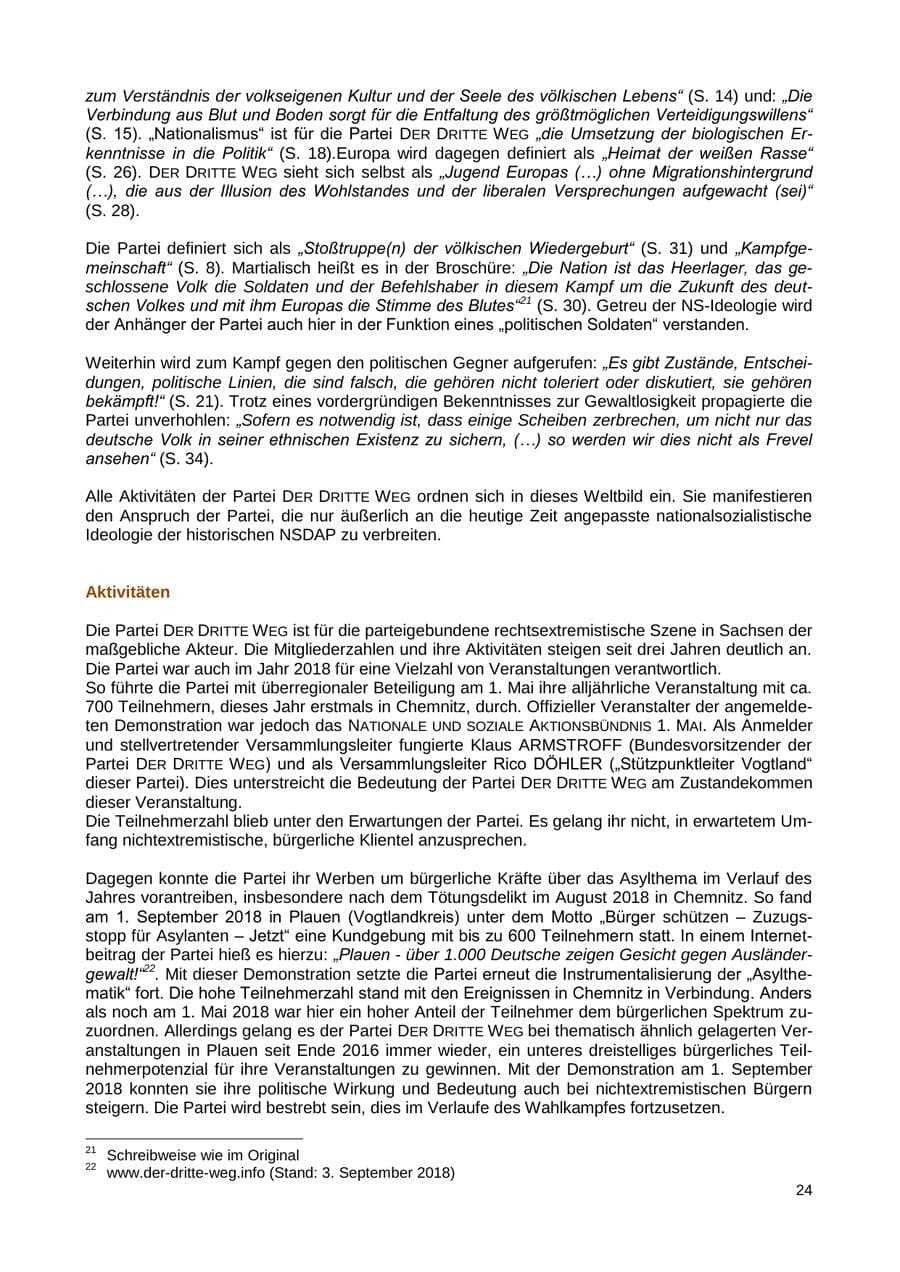 Seite 25 des Verfassungsschutzbericht 2018 Sachsen