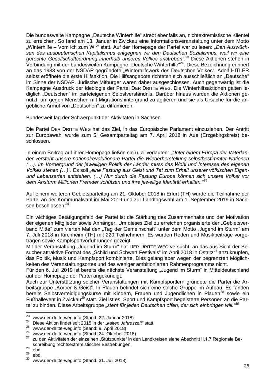 Seite 26 des Verfassungsschutzbericht 2018 Sachsen