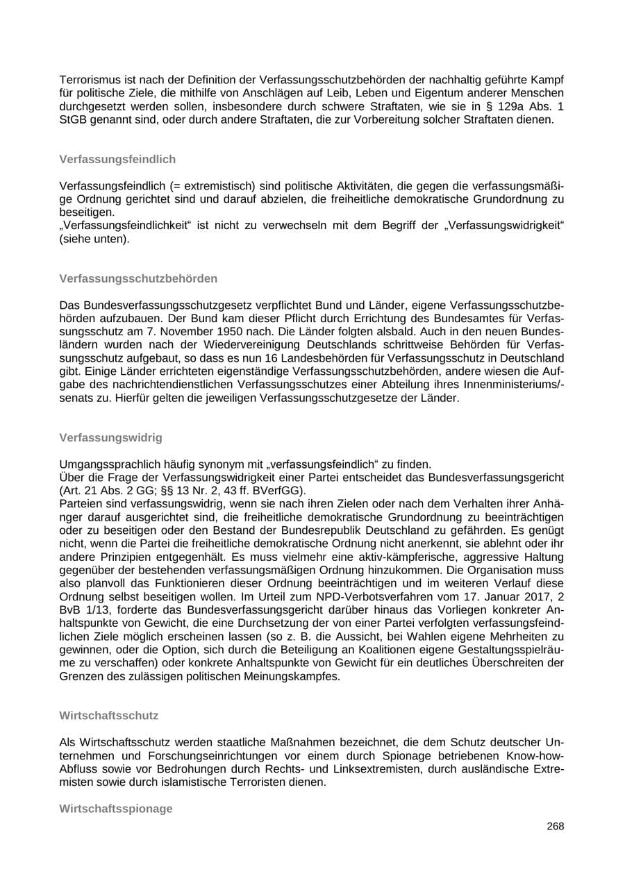 Seite 260 des Verfassungsschutzbericht 2018 Sachsen