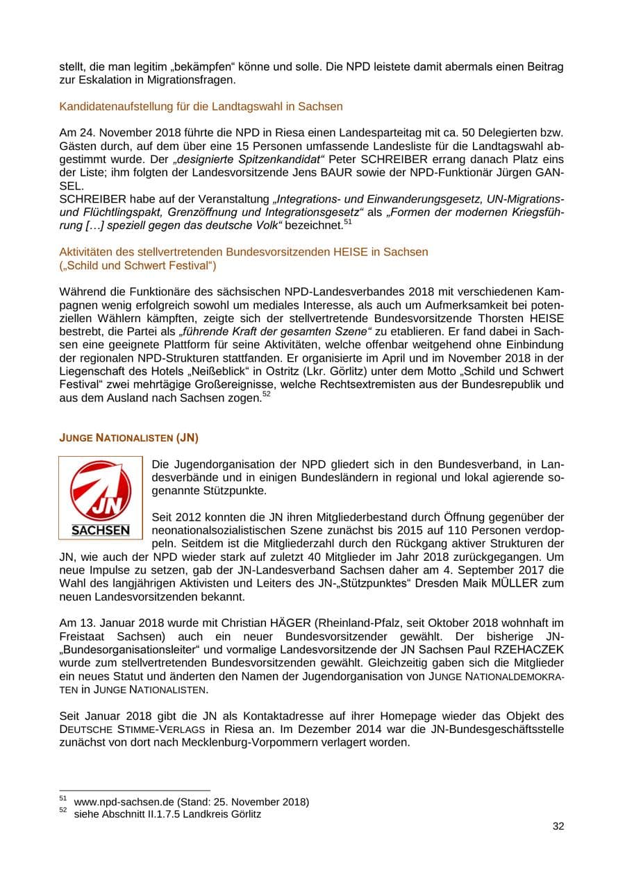 Seite 33 des Verfassungsschutzbericht 2018 Sachsen
