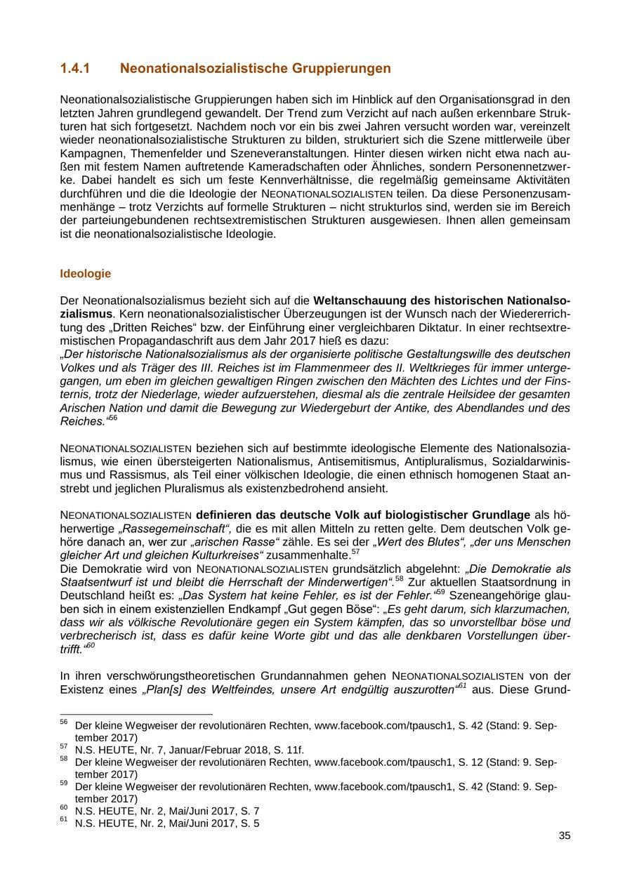 Seite 36 des Verfassungsschutzbericht 2018 Sachsen