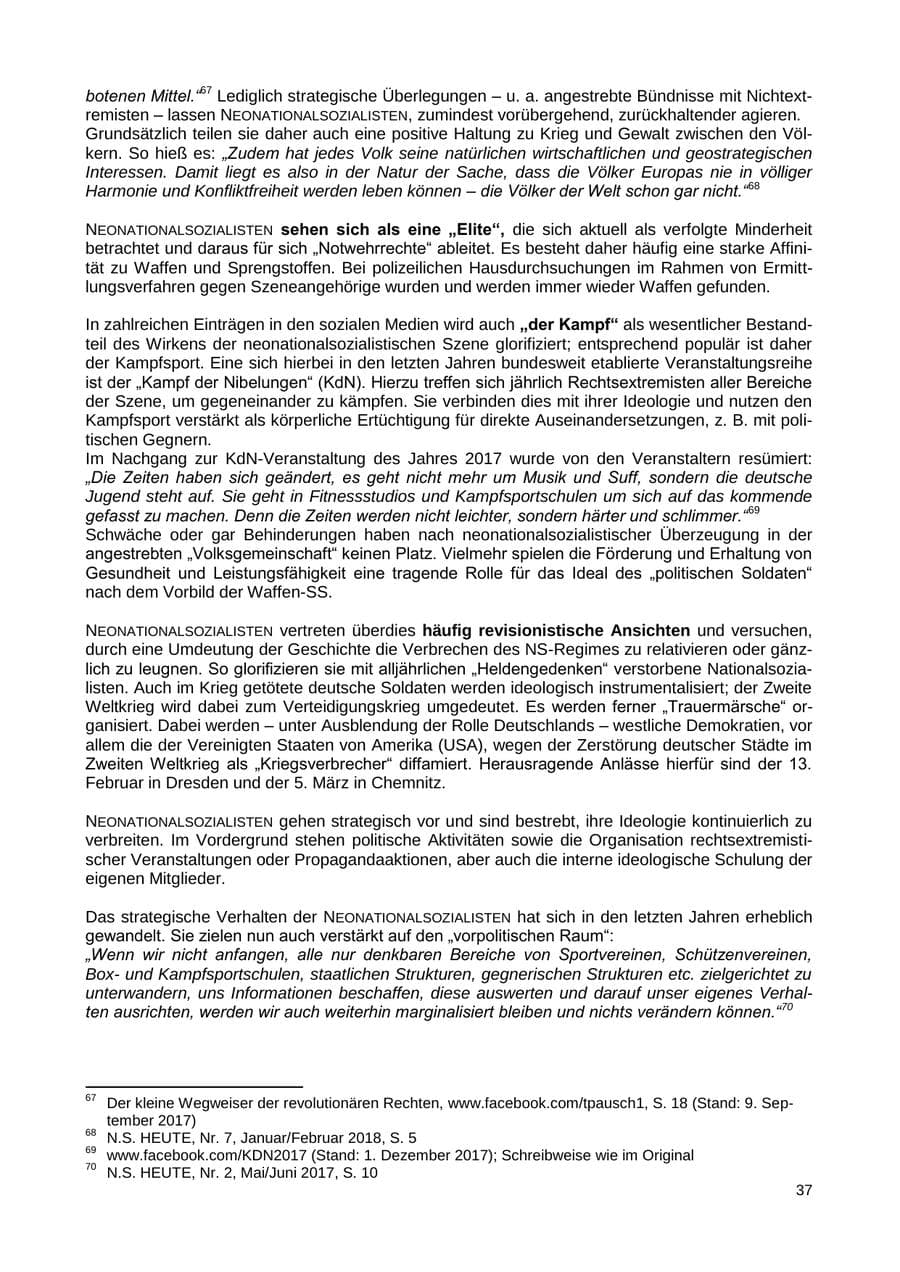 Seite 38 des Verfassungsschutzbericht 2018 Sachsen