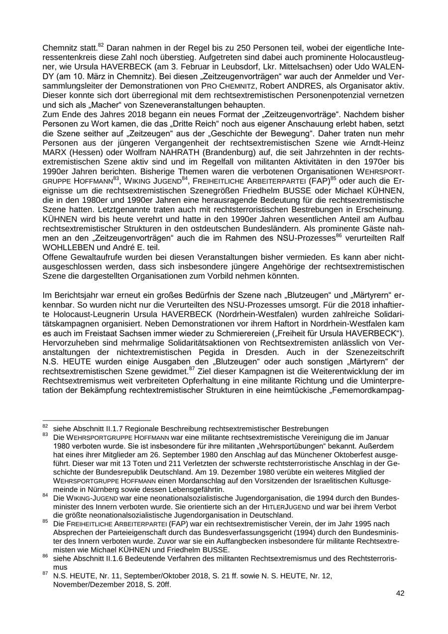 Seite 43 des Verfassungsschutzbericht 2018 Sachsen