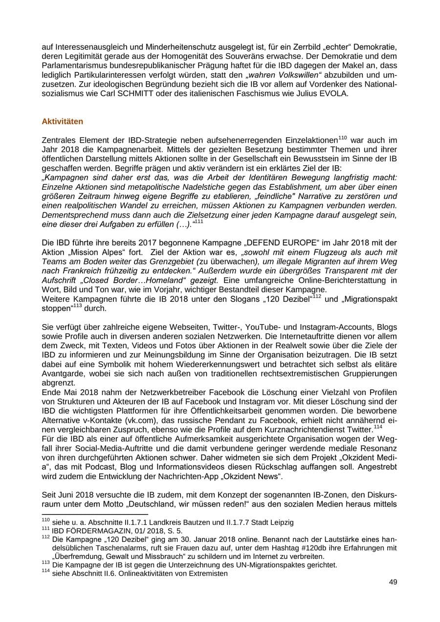 Seite 50 des Verfassungsschutzbericht 2018 Sachsen