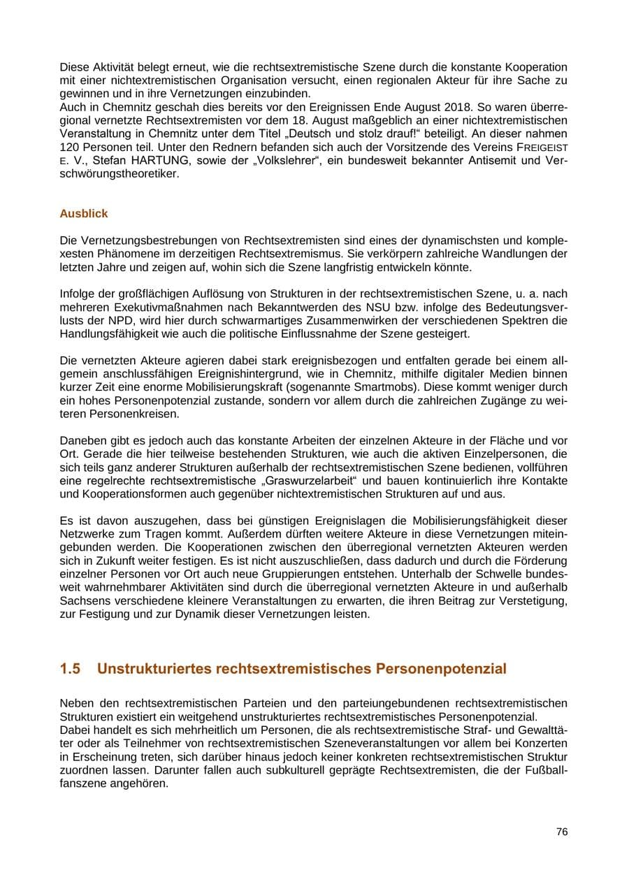 Seite 77 des Verfassungsschutzbericht 2018 Sachsen