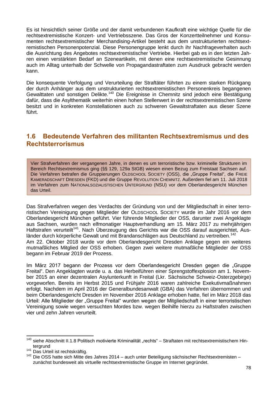 Seite 79 des Verfassungsschutzbericht 2018 Sachsen