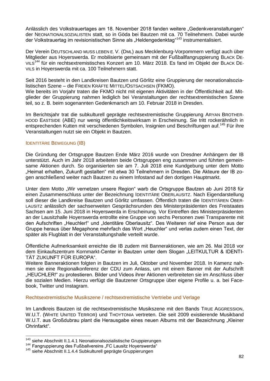 Seite 83 des Verfassungsschutzbericht 2018 Sachsen