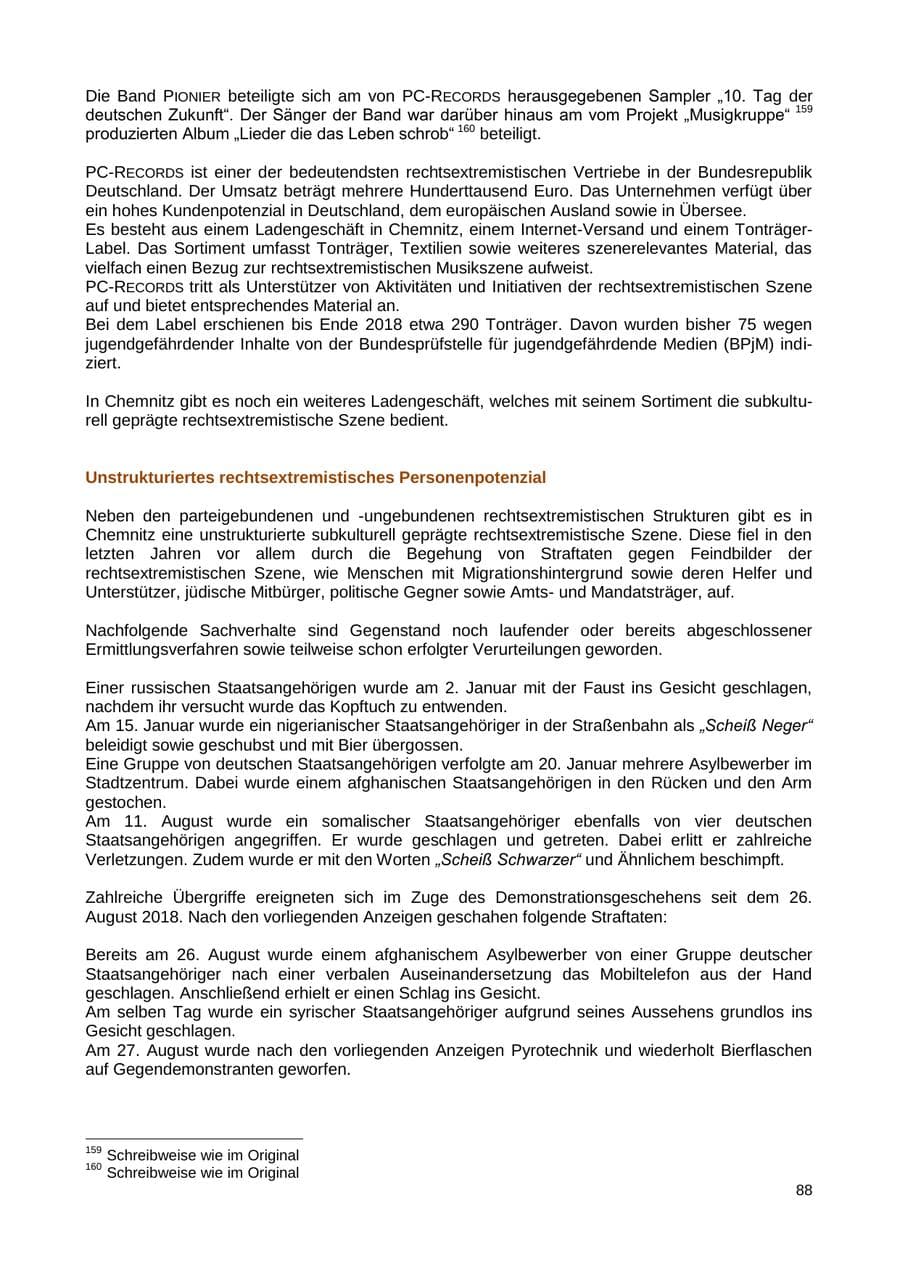 Seite 89 des Verfassungsschutzbericht 2018 Sachsen