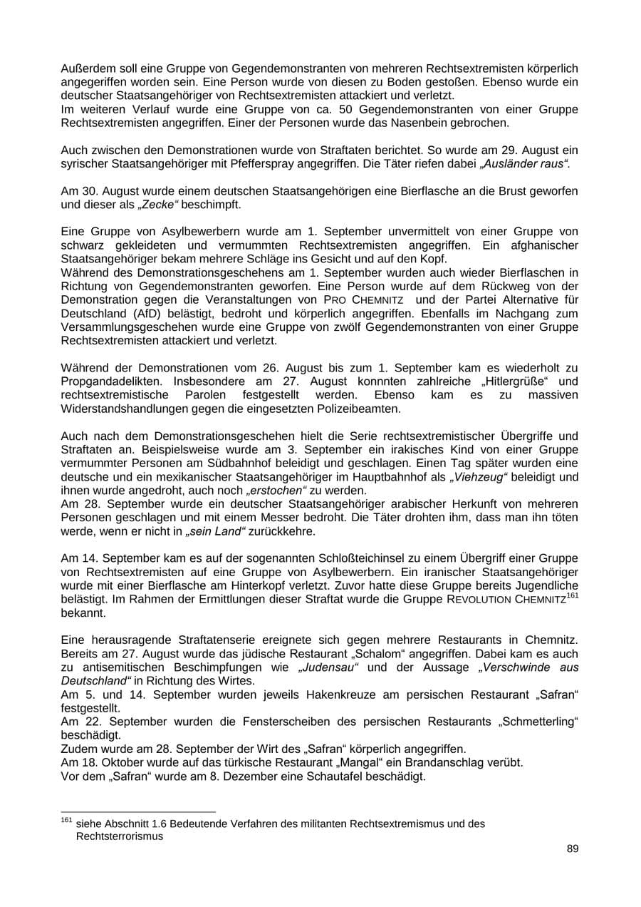 Seite 90 des Verfassungsschutzbericht 2018 Sachsen