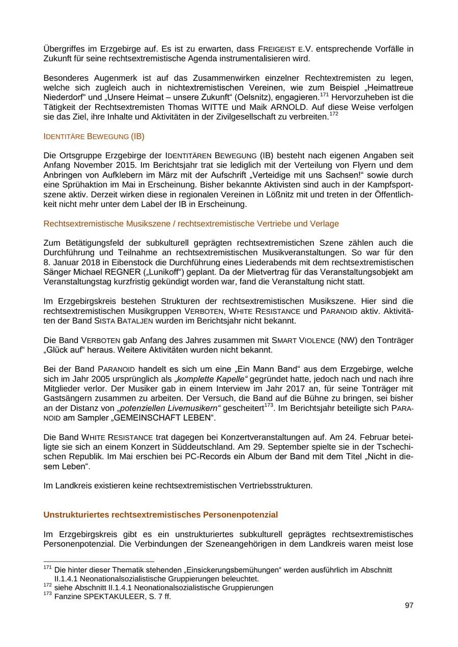 Seite 98 des Verfassungsschutzbericht 2018 Sachsen