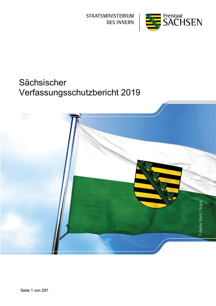 Seite 1 des Verfassungsschutzbericht 2019 Sachsen