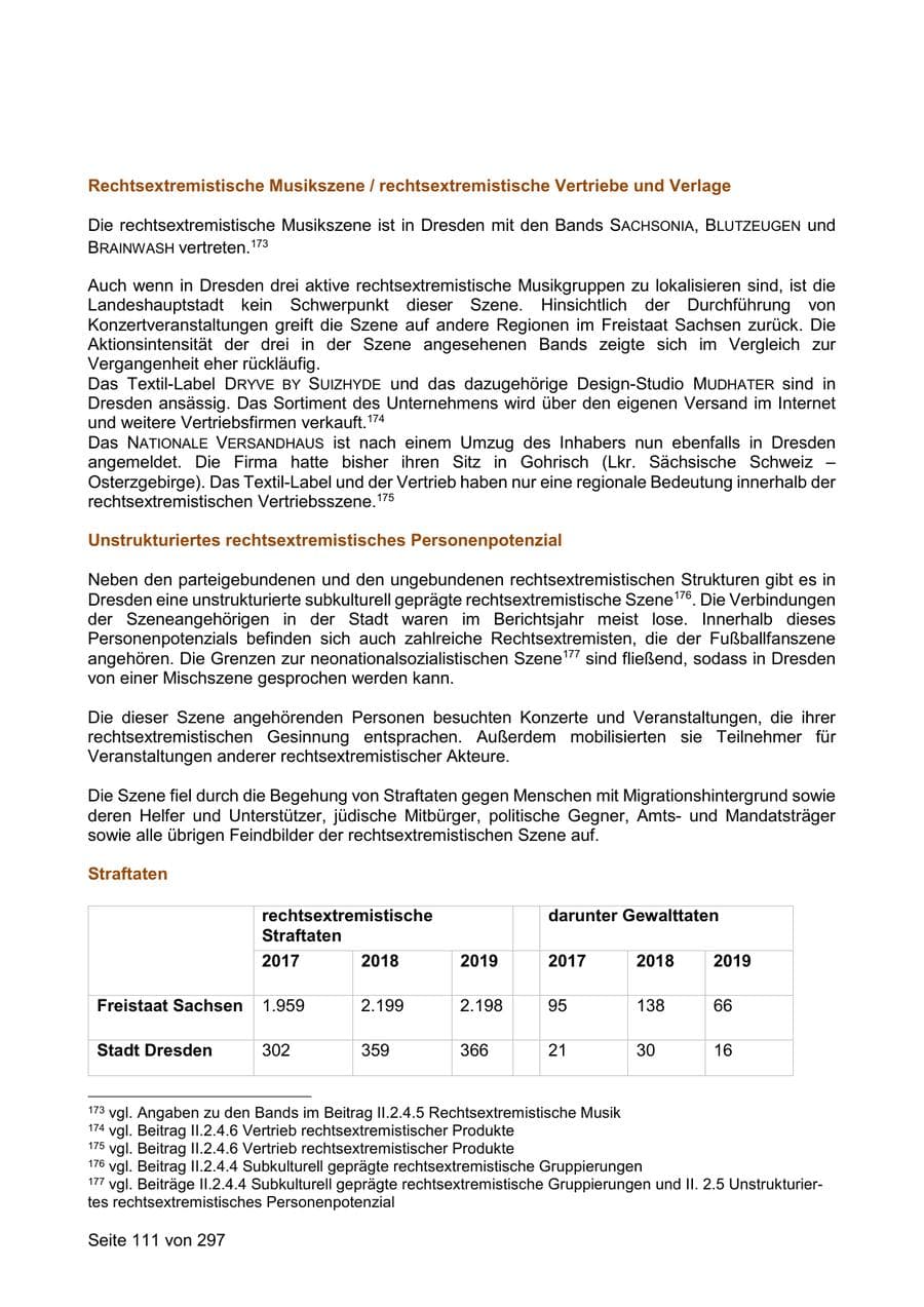 Seite 111 des Verfassungsschutzbericht 2019 Sachsen