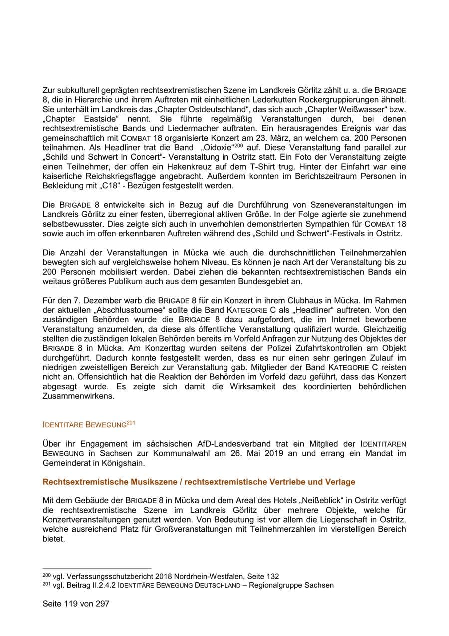 Seite 119 des Verfassungsschutzbericht 2019 Sachsen