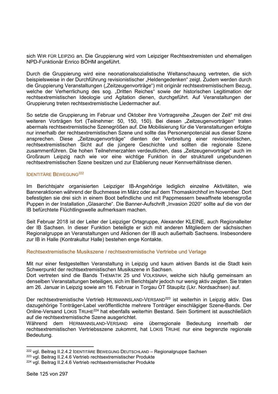 Seite 125 des Verfassungsschutzbericht 2019 Sachsen