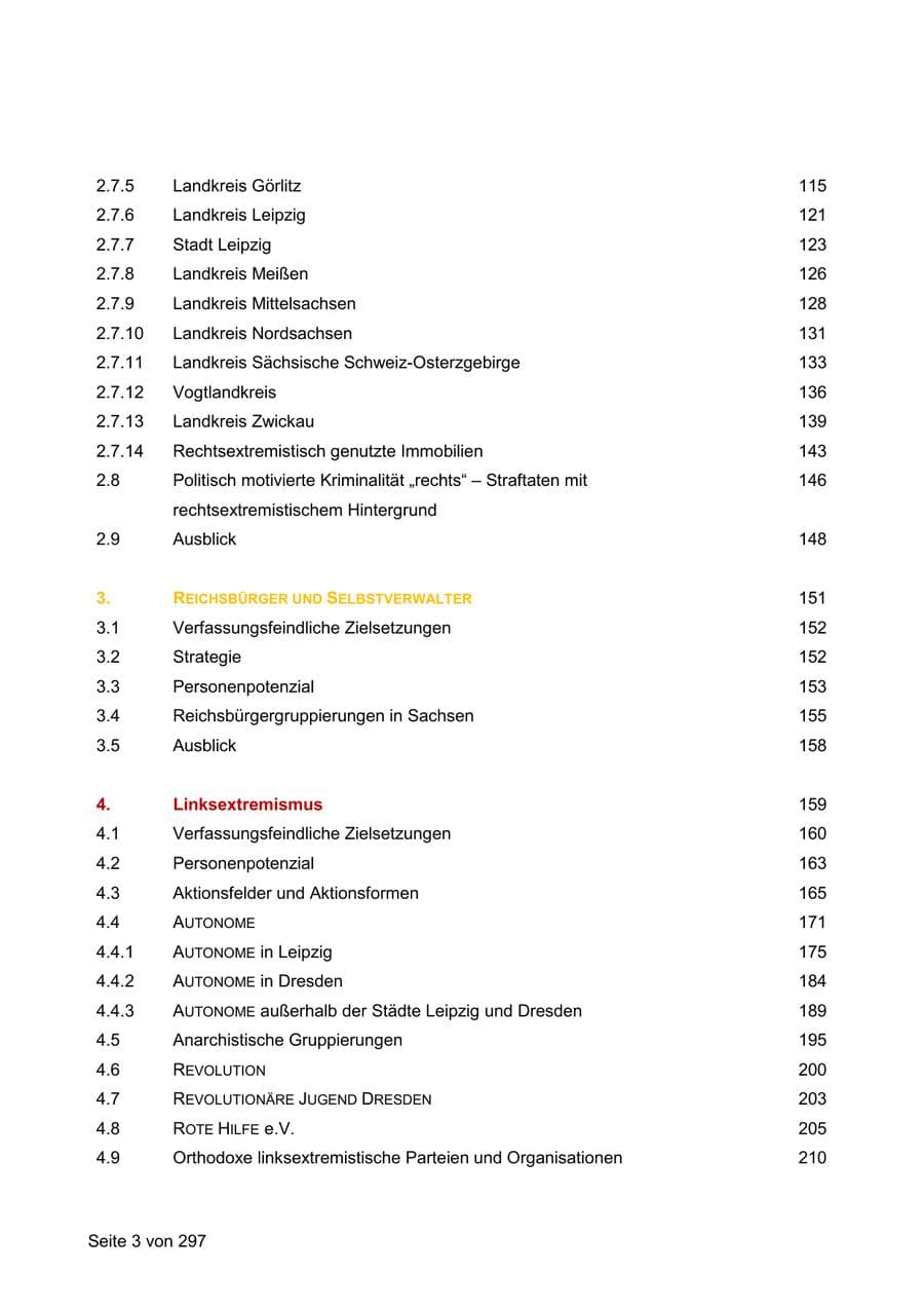 Seite 3 des Verfassungsschutzbericht 2019 Sachsen