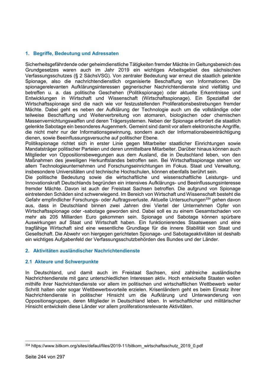 Seite 244 des Verfassungsschutzbericht 2019 Sachsen