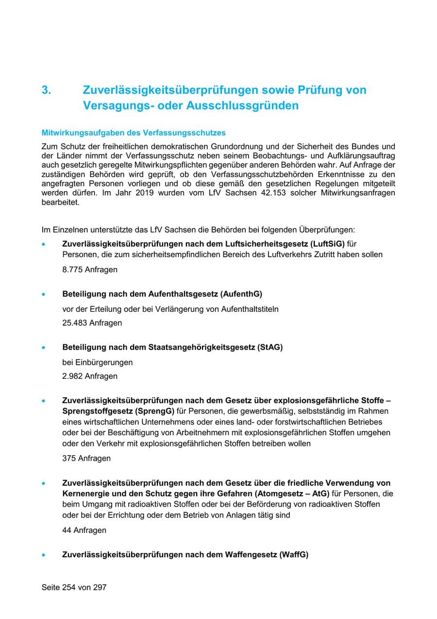 Seite 254 des Verfassungsschutzbericht 2019 Sachsen