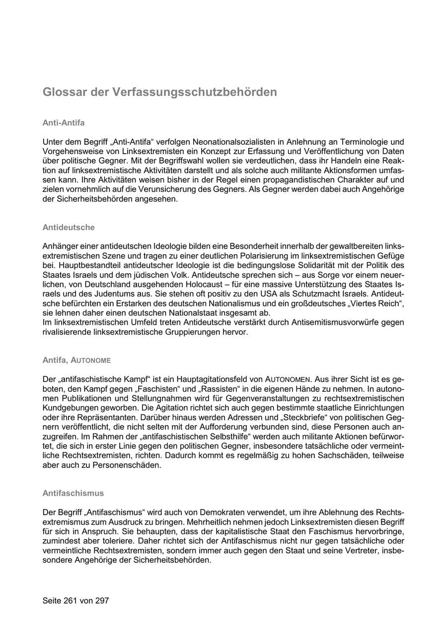 Seite 261 des Verfassungsschutzbericht 2019 Sachsen
