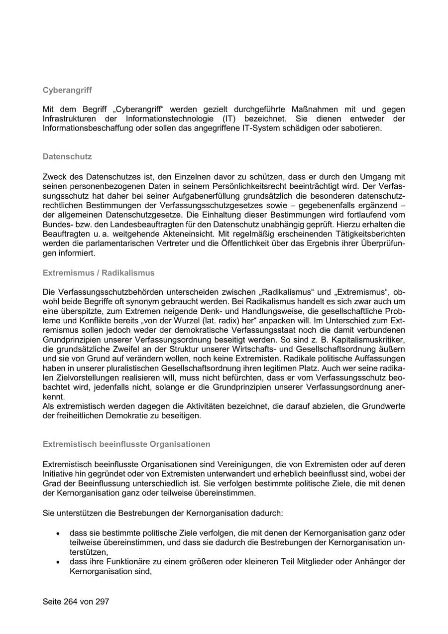 Seite 264 des Verfassungsschutzbericht 2019 Sachsen