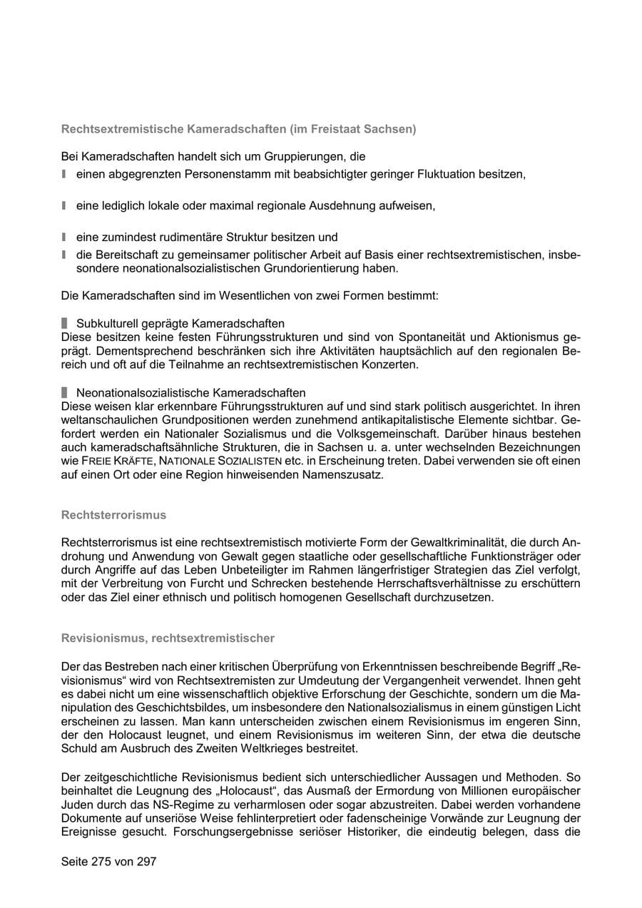 Seite 275 des Verfassungsschutzbericht 2019 Sachsen
