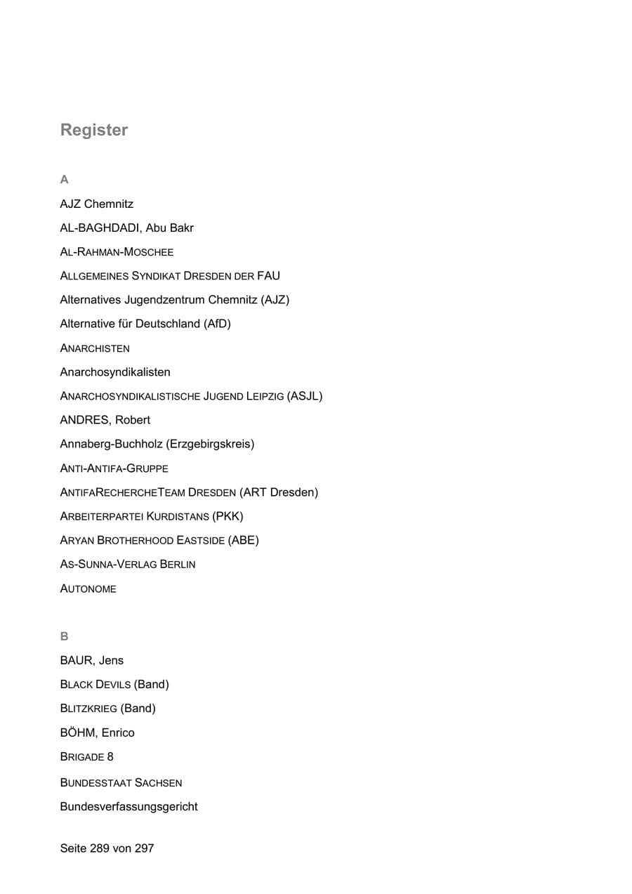 Seite 289 des Verfassungsschutzbericht 2019 Sachsen