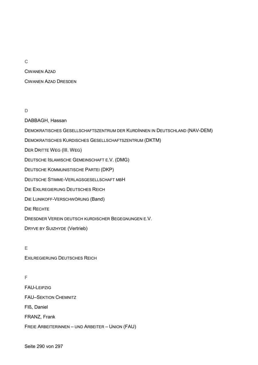 Seite 290 des Verfassungsschutzbericht 2019 Sachsen