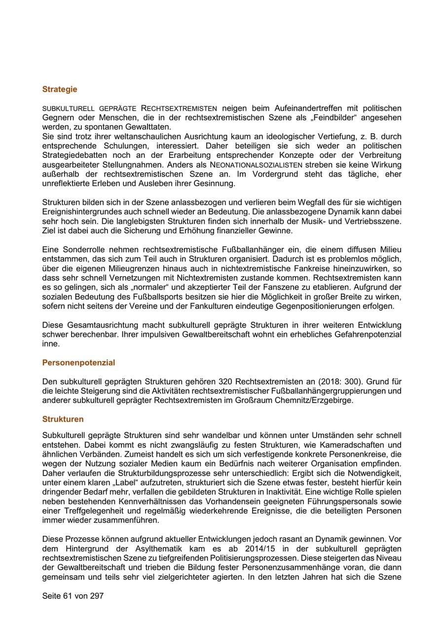 Seite 61 des Verfassungsschutzbericht 2019 Sachsen