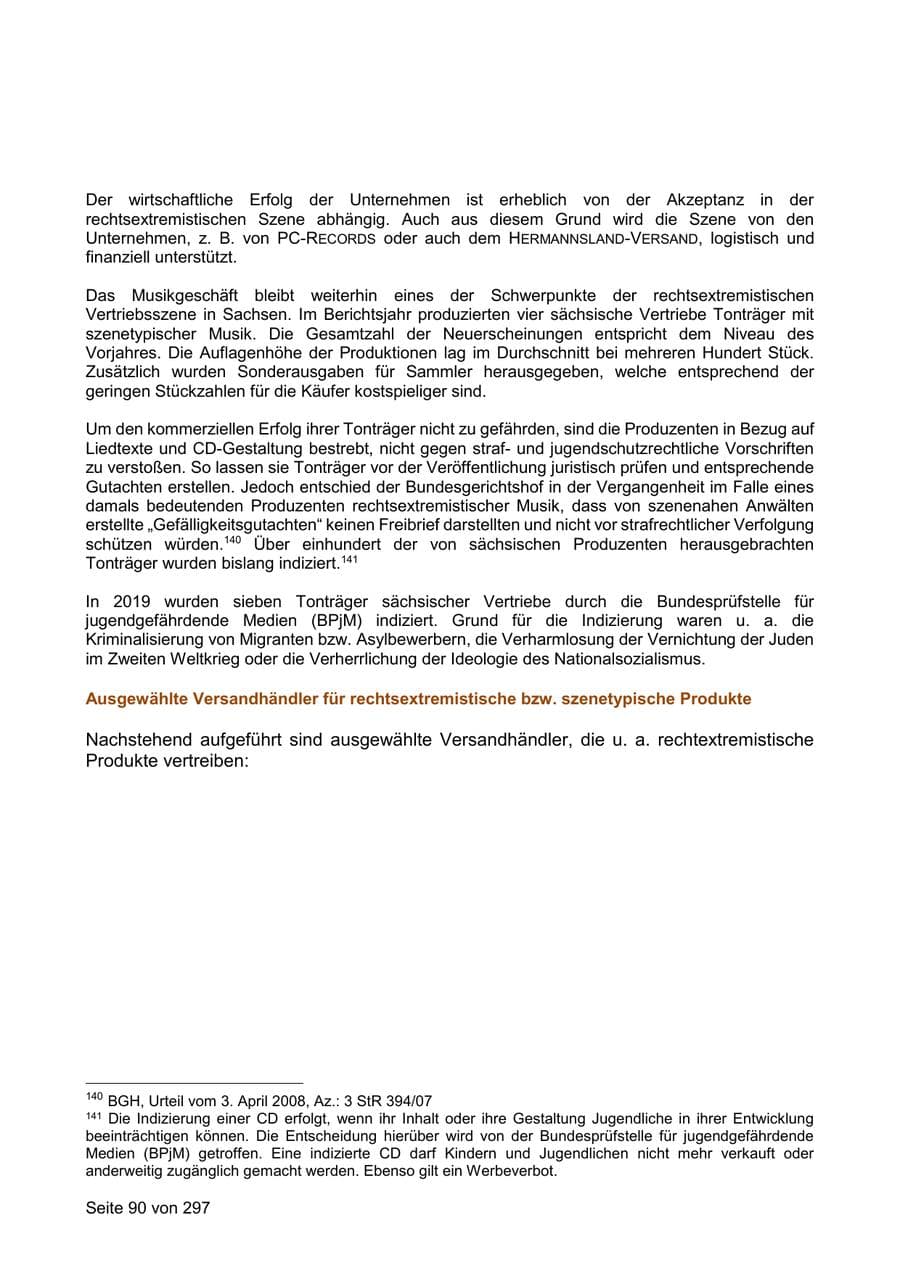 Seite 90 des Verfassungsschutzbericht 2019 Sachsen