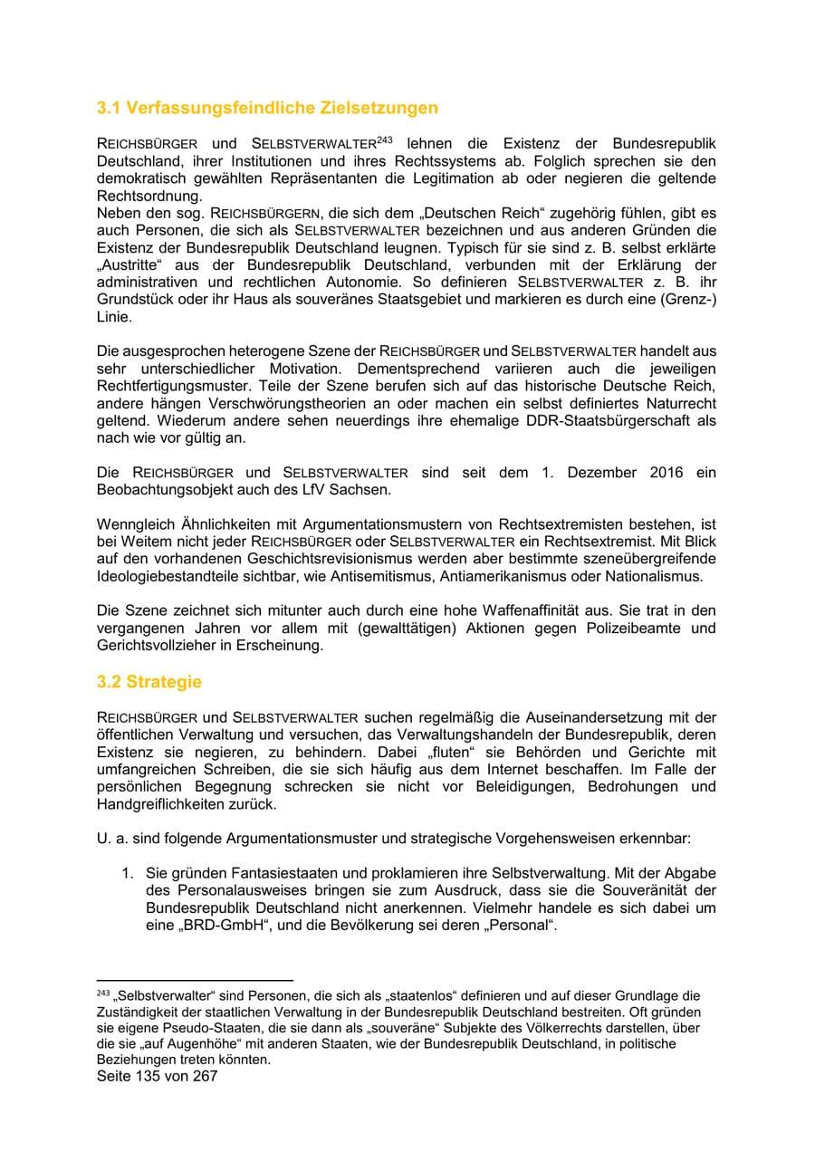 Seite 135 des Verfassungsschutzbericht 2020 Sachsen
