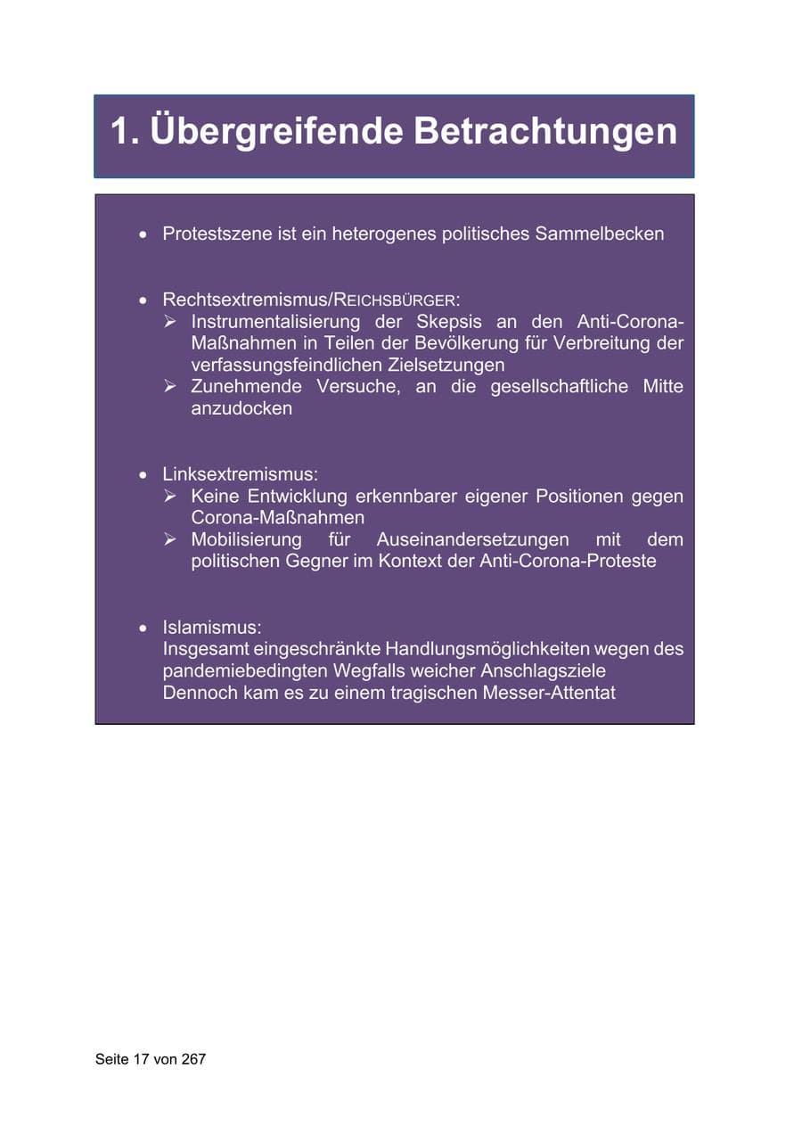 Seite 17 des Verfassungsschutzbericht 2020 Sachsen
