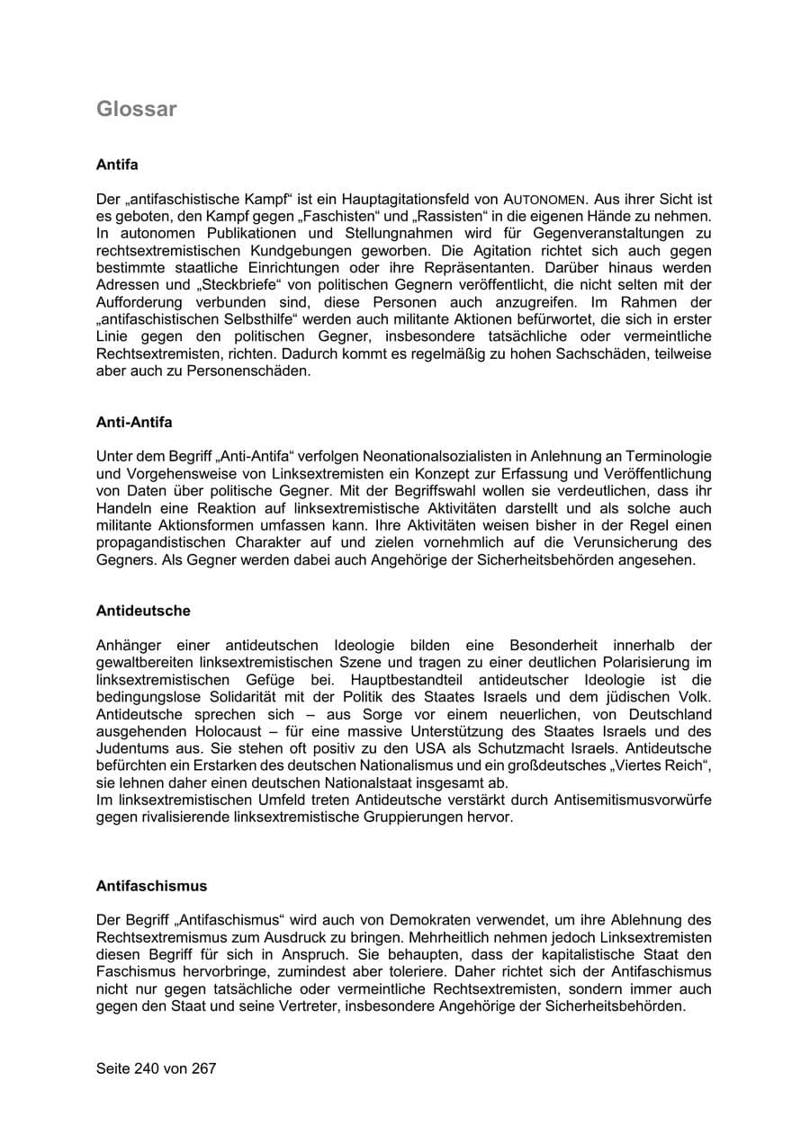 Seite 240 des Verfassungsschutzbericht 2020 Sachsen