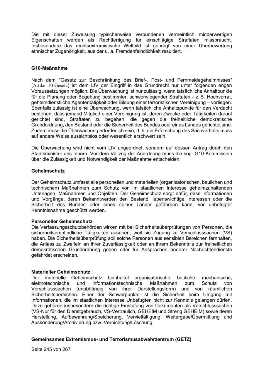 Seite 245 des Verfassungsschutzbericht 2020 Sachsen
