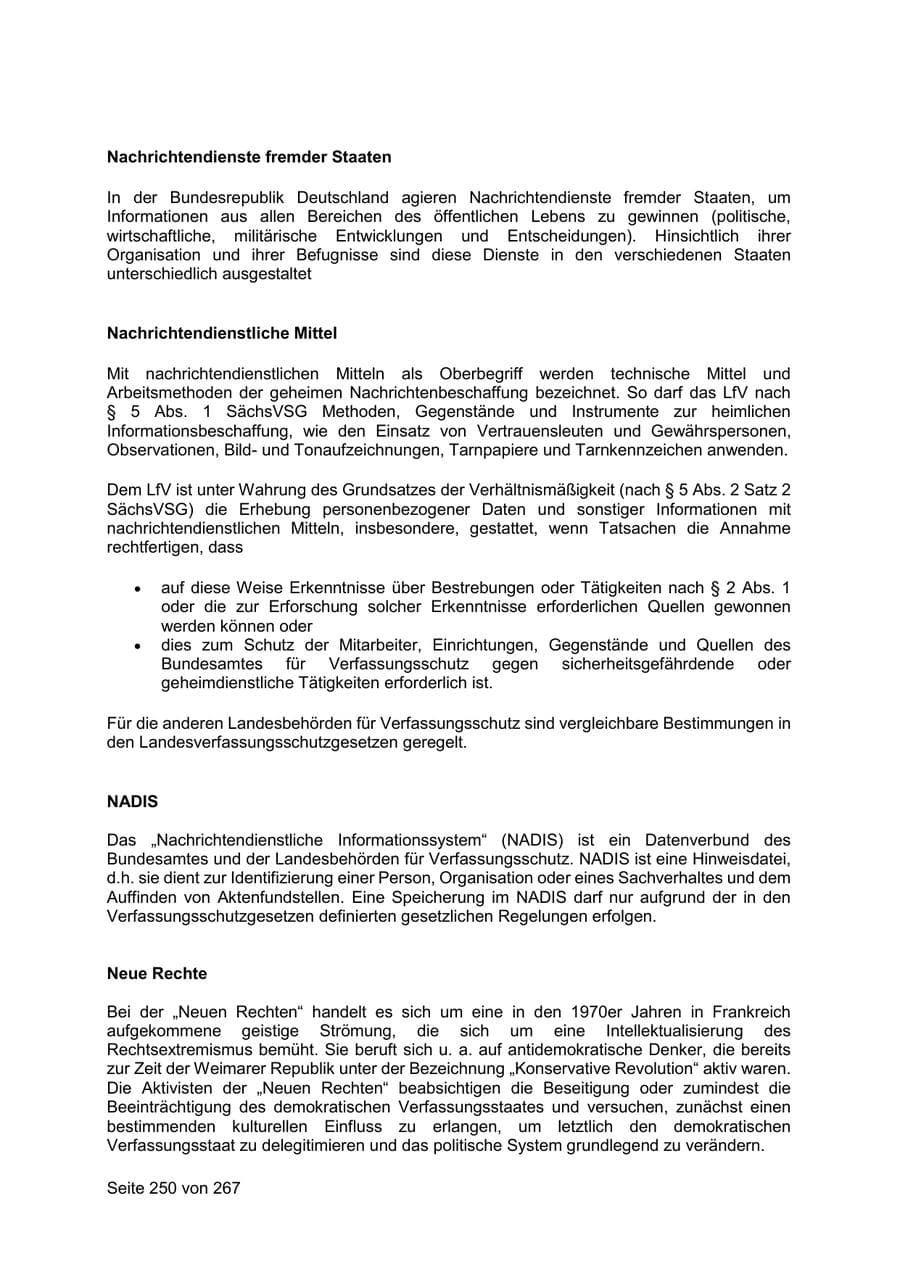 Seite 250 des Verfassungsschutzbericht 2020 Sachsen