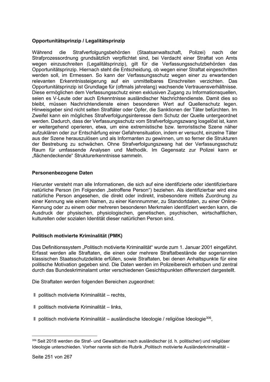 Seite 251 des Verfassungsschutzbericht 2020 Sachsen