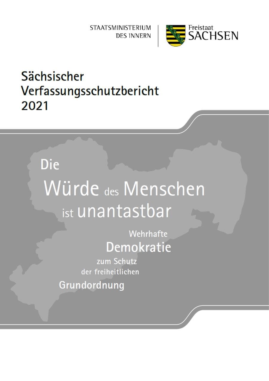 Seite 1 des Verfassungsschutzbericht 2021 Sachsen