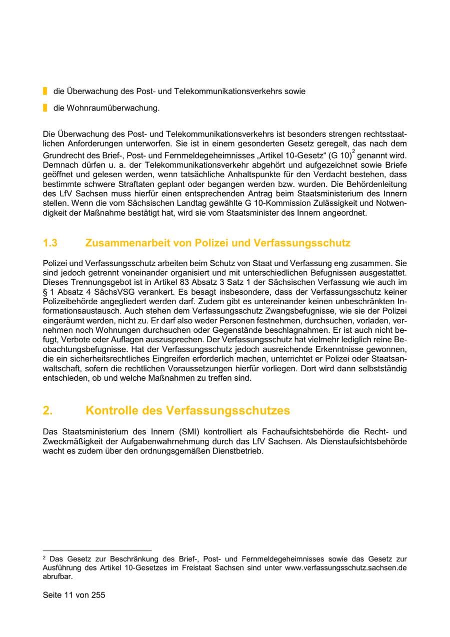 Seite 11 des Verfassungsschutzbericht 2021 Sachsen