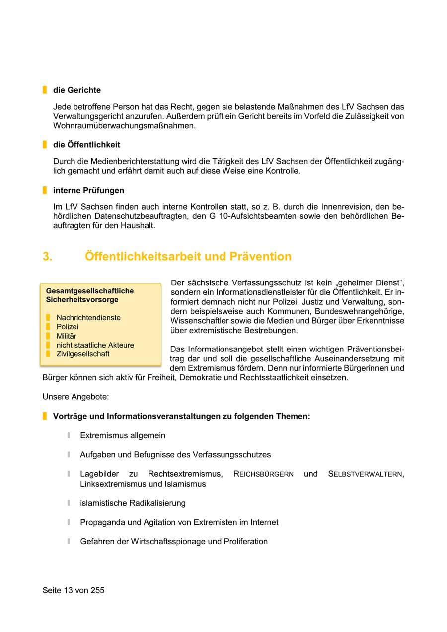 Seite 13 des Verfassungsschutzbericht 2021 Sachsen