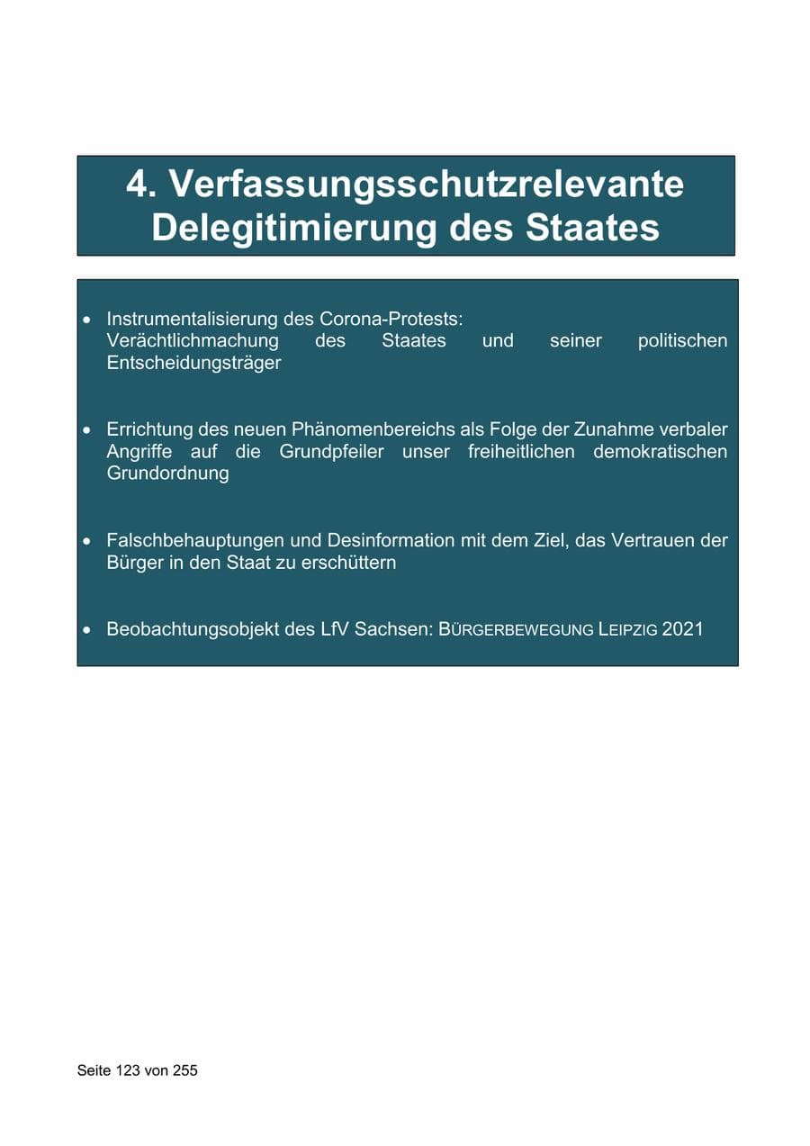 Seite 123 des Verfassungsschutzbericht 2021 Sachsen