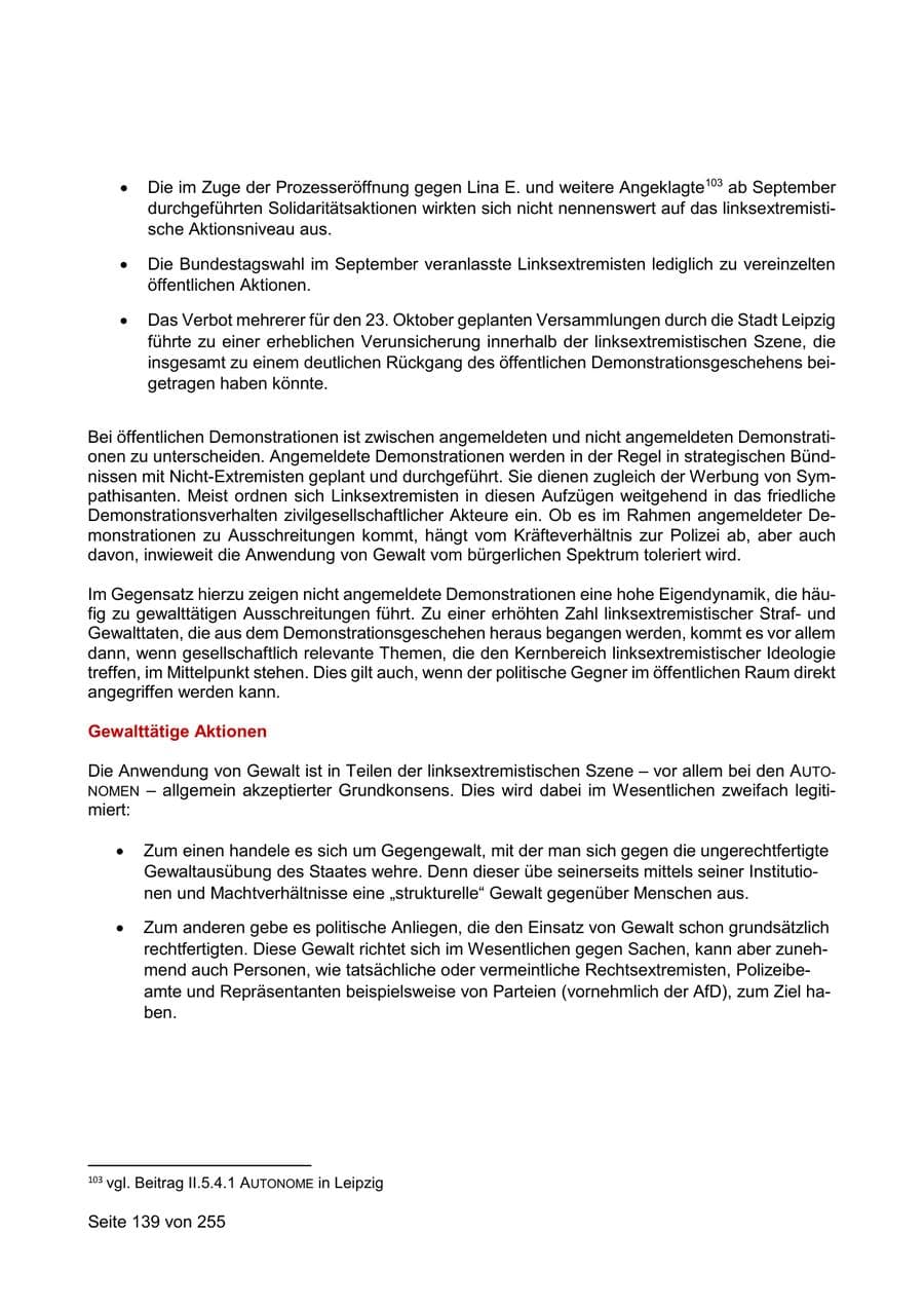 Seite 139 des Verfassungsschutzbericht 2021 Sachsen