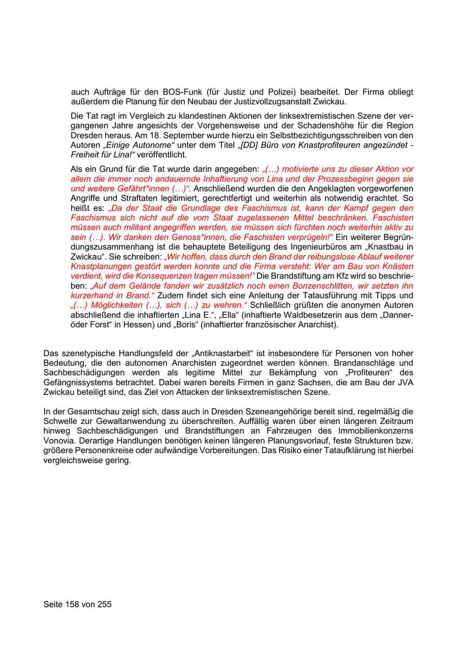 Seite 158 des Verfassungsschutzbericht 2021 Sachsen