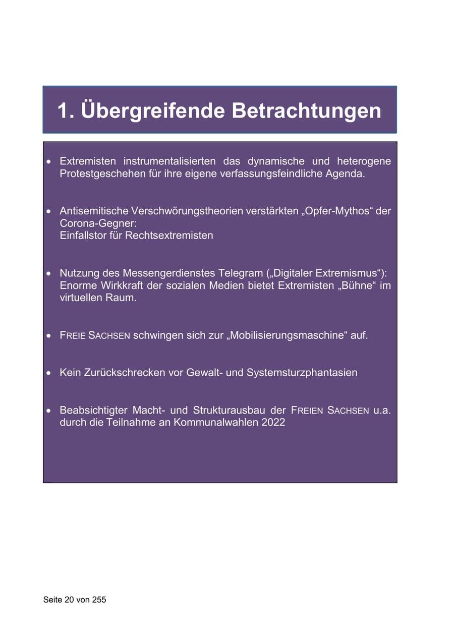 Seite 20 des Verfassungsschutzbericht 2021 Sachsen