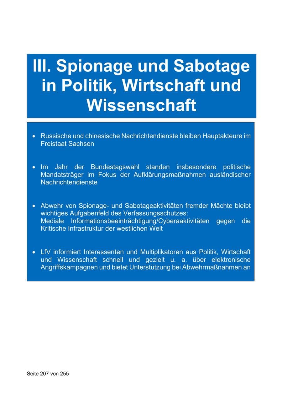 Seite 207 des Verfassungsschutzbericht 2021 Sachsen
