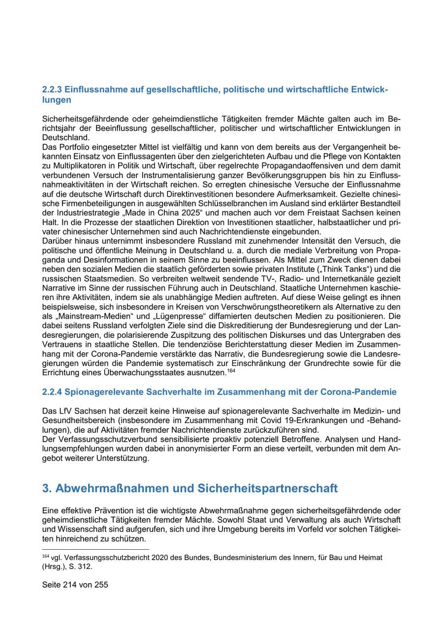 Seite 214 des Verfassungsschutzbericht 2021 Sachsen
