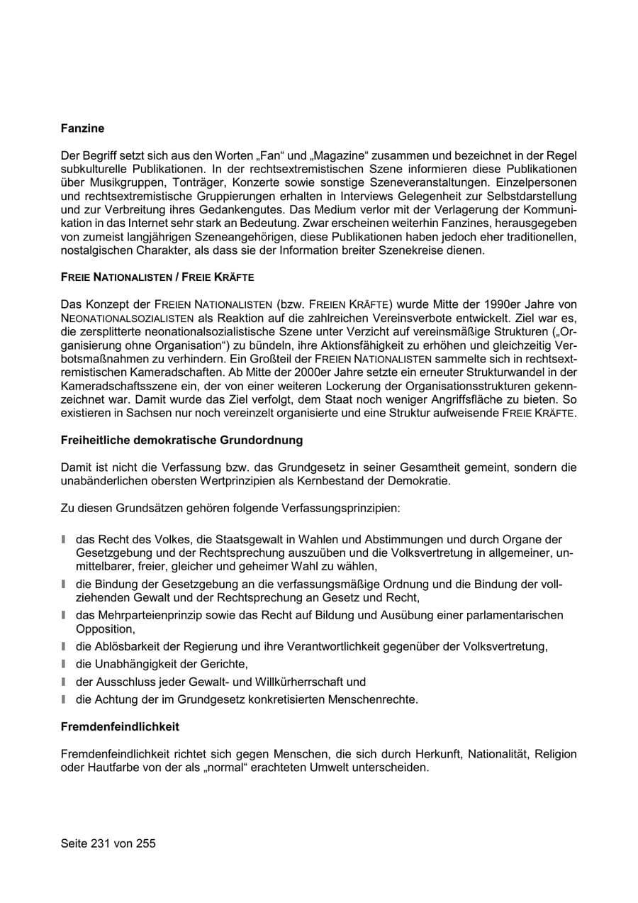 Seite 231 des Verfassungsschutzbericht 2021 Sachsen