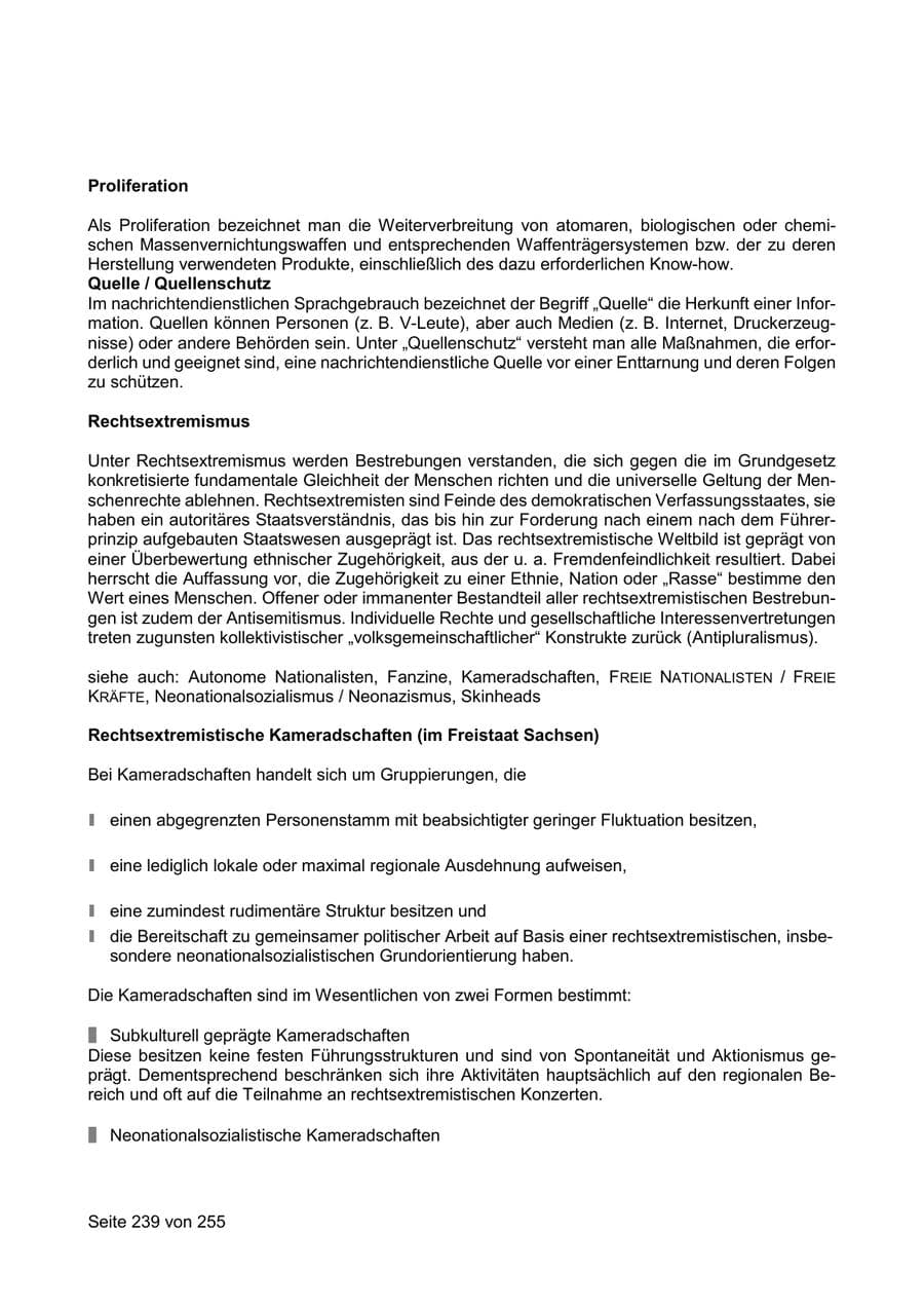 Seite 239 des Verfassungsschutzbericht 2021 Sachsen