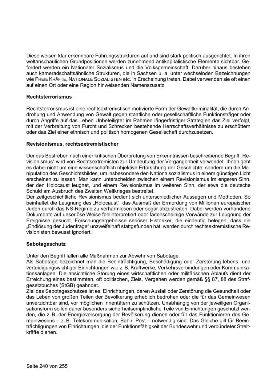 Seite 240 des Verfassungsschutzbericht 2021 Sachsen