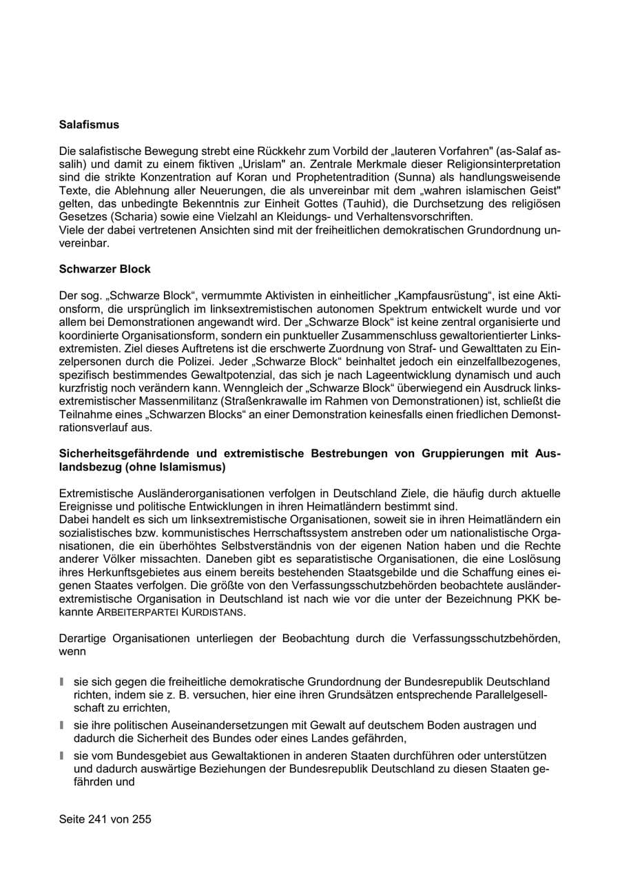 Seite 241 des Verfassungsschutzbericht 2021 Sachsen