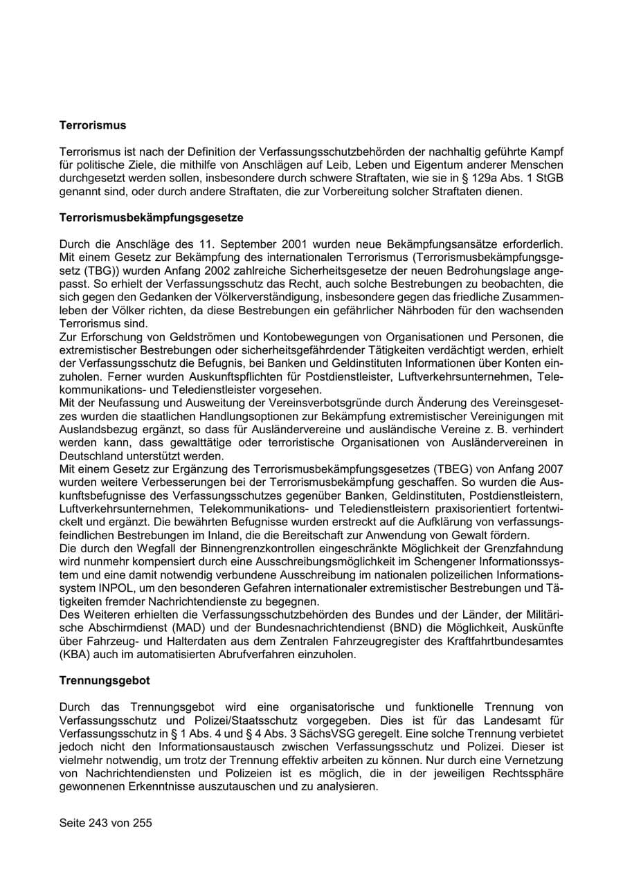 Seite 243 des Verfassungsschutzbericht 2021 Sachsen